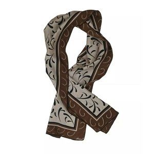 BURMEL Brown Art Silk Scarf 70"/ 13.5"  EC